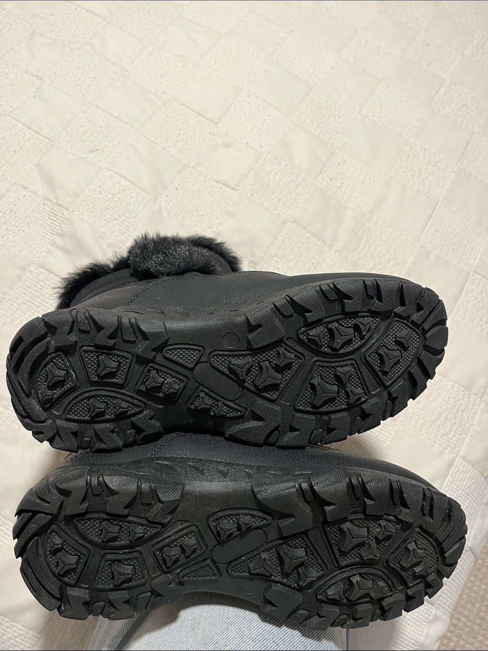 NWOT Lands' End Women BLACK faux fur waterproof Winter/Rain Boots 7.5 never used - Picture 5 of 9